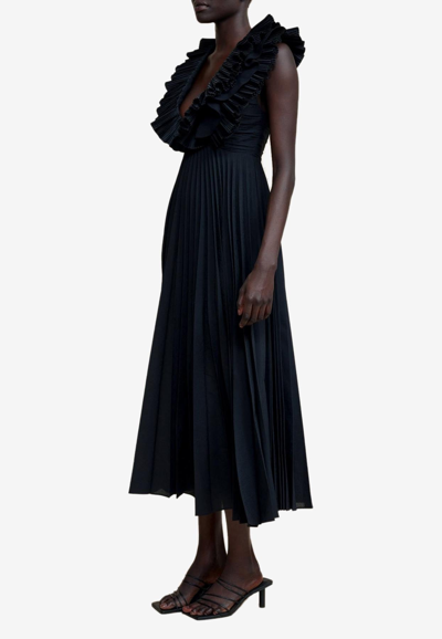 Shop Acler Elsher Pleated Midi Dress In Black