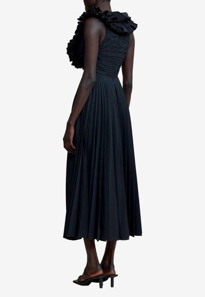 Shop Acler Elsher Pleated Midi Dress In Black