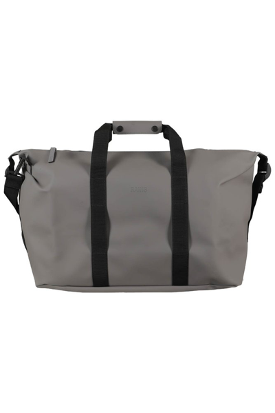 Shop Rains Logo Detailed Zipped Tote Bag In Grey