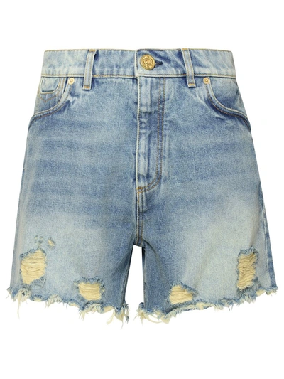 Shop Balmain Blue Cotton Shorts