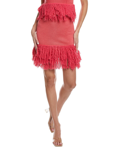 Shop Joostricot Fringe Linen-blend Mini Skirt In Pink