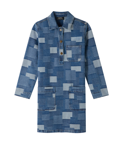 Apc Aurelia Dress In Ial - Stonewashed Indigo