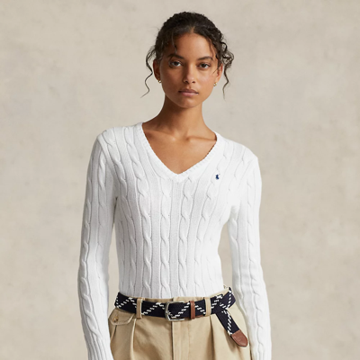 Polo Ralph Lauren Womens White Logo-embroidery Cotton-knit Jumper In White