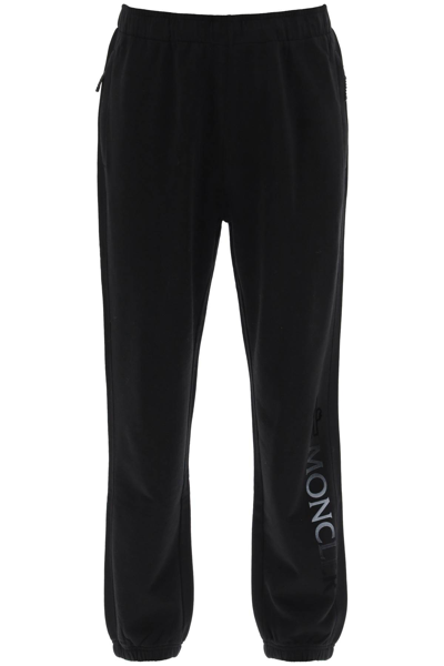Shop Moncler Basic Joggers With Flocked Logo In Black