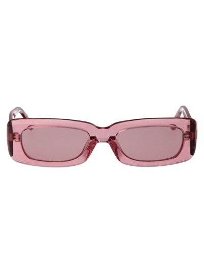 Shop Attico Mini Marfa Sunglasses In 17 Powder Pink Silver Pink
