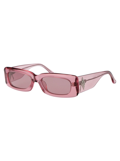 Shop Attico Mini Marfa Sunglasses In 17 Powder Pink Silver Pink