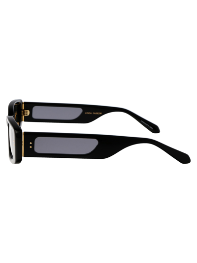 Shop Linda Farrow Talita Sunglasses In 01 Black Yellow Gold