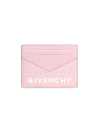 Shop Givenchy Women's G Cut Card Holder In 4g Leather In Blossom Pink
