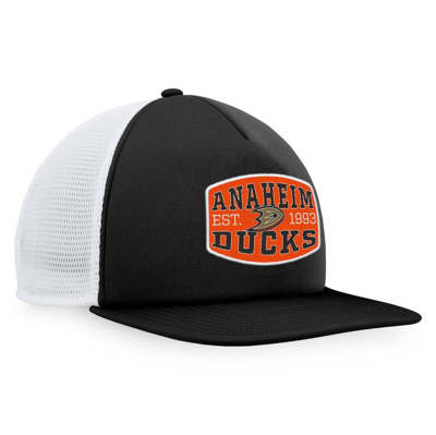 Shop Fanatics Branded Black/white Anaheim Ducks Foam Front Patch Trucker Snapback Hat
