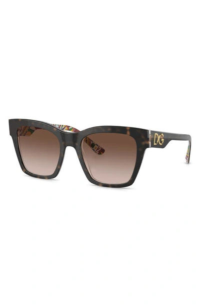 Shop Dolce & Gabbana 53mm Gradient Cat Eye Sunglasses In Brown Grad