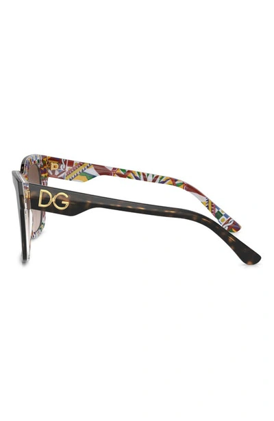 Shop Dolce & Gabbana 53mm Gradient Cat Eye Sunglasses In Brown Grad