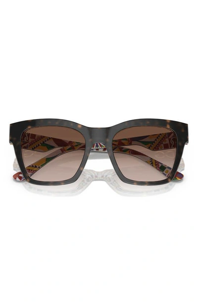 Shop Dolce & Gabbana 53mm Gradient Cat Eye Sunglasses In Brown Grad