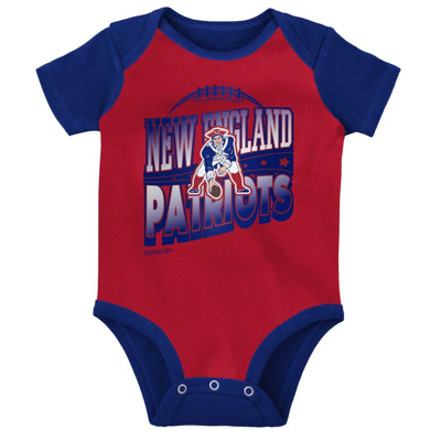 Shop Mitchell & Ness Newborn & Infant  Red/royal New England Patriots Throwback Big Score Bodysuit, Bib &