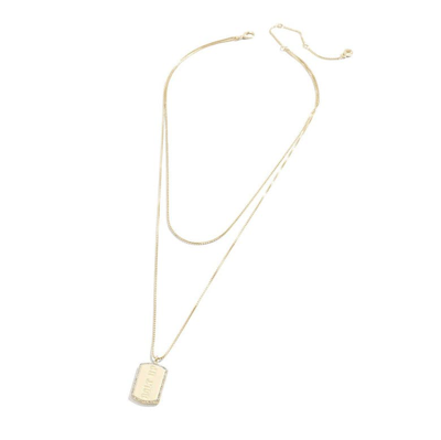 Shop Wear By Erin Andrews X Baublebar Los Angeles Chargers Gold Dog Tag Necklace