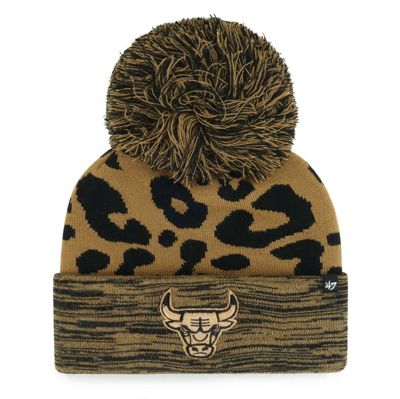 Shop 47 ' Leopard Chicago Bulls Rosette Cuffed Knit Hat With Pom