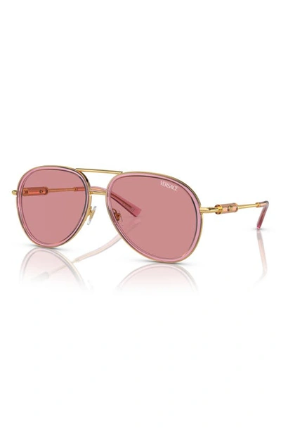 Shop Versace 60mm Pilot Sunglasses In Pink