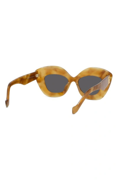 Shop Loewe Anagram 48mm Small Cat Eye Sunglasses In Blonde Havana / Smoke