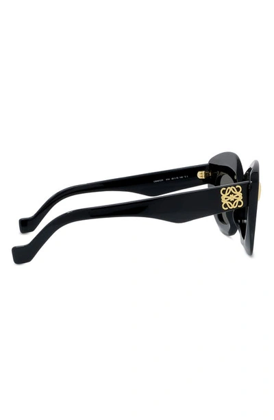 Shop Loewe Anagram 48mm Small Cat Eye Sunglasses In Black / Smoke