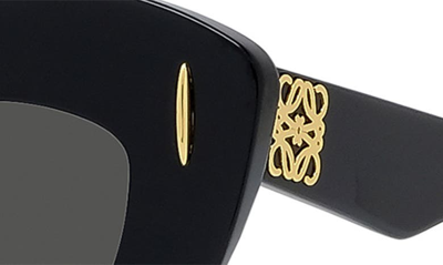 Shop Loewe Anagram 48mm Small Cat Eye Sunglasses In Black / Smoke