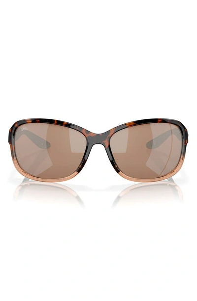 Shop Costa Del Mar Seadrift 58mm Polarized Square Sunglasses In Copper Silver Mirror