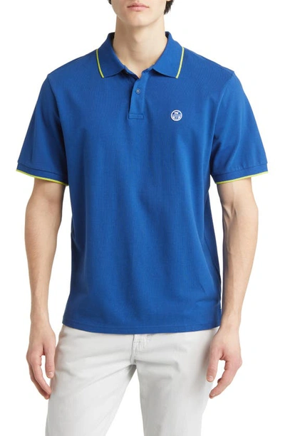 Shop North Sails Tipped Stretch Cotton Polo In Ocean Blue