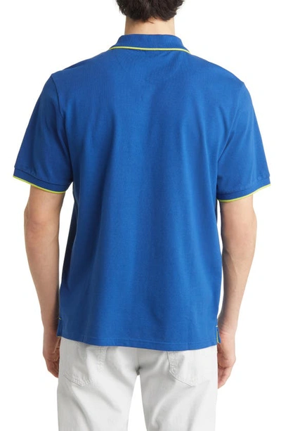 North Sails Tipped Stretch Cotton Polo In Ocean Blue