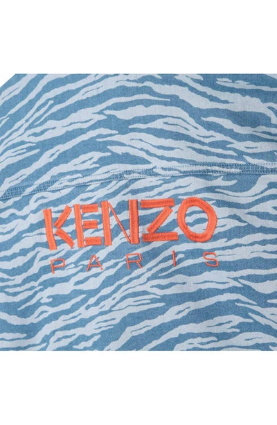 Shop Kenzo Kids' Zebra Print Denim Jacket In 78g-pale Blue