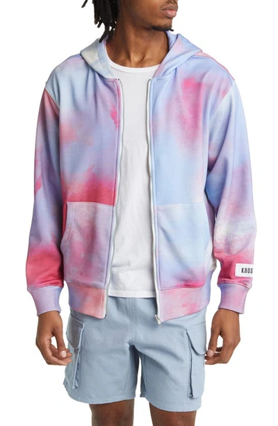 Shop Krost Tie Dye Zip Hoodie In Rose Red