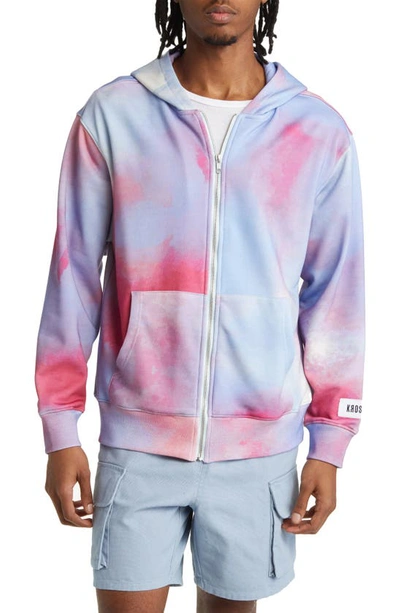 Krost Die Dye Zip Hoodie In Rose Red