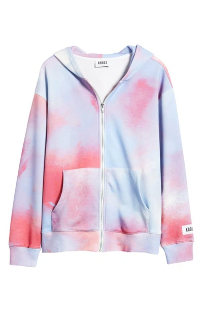 Shop Krost Tie Dye Zip Hoodie In Rose Red