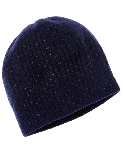 Shop Portolano Whipstitched Lurex Cashmere Hat In Blue