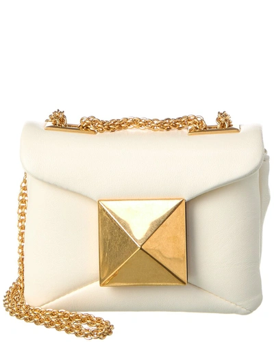 Shop Valentino One Stud Micro Leather Shoulder Bag In White