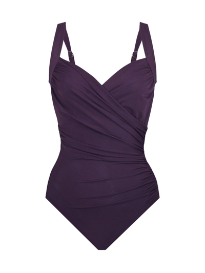 Shop Miraclesuit Women's Ddd Styles Sanibel Ruched One-piece Swimsuit In Sangria Purple