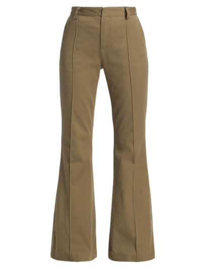 Shop Atm Anthony Thomas Melillo Women's Cotton-blend Twill Flare Pants In Oil Green