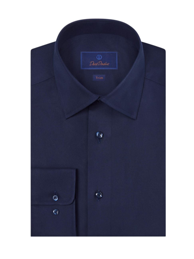 Shop David Donahue Men's Solid Cotton Twill Dress Shirt In Navy