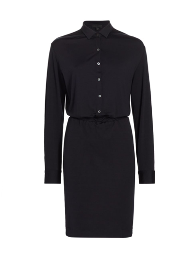 Shop Atm Anthony Thomas Melillo Women's Jersey Long-sleeve Midi-shirtdress In Black