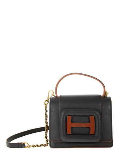 Shop Hogan Designer Handbags H-bag Micro Shoulder Bag In Noir
