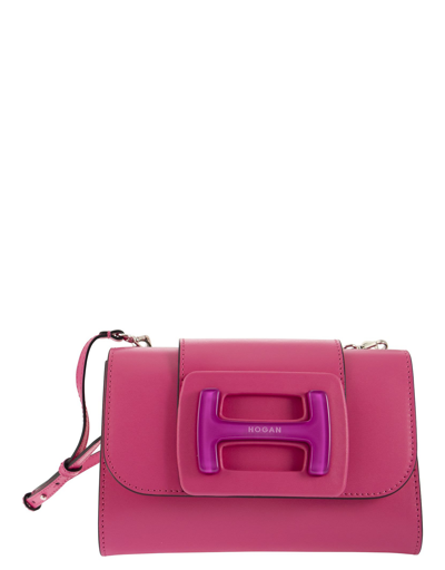 Shop Hogan Designer Handbags H-bag - Leather Cross Body Bag In Rose