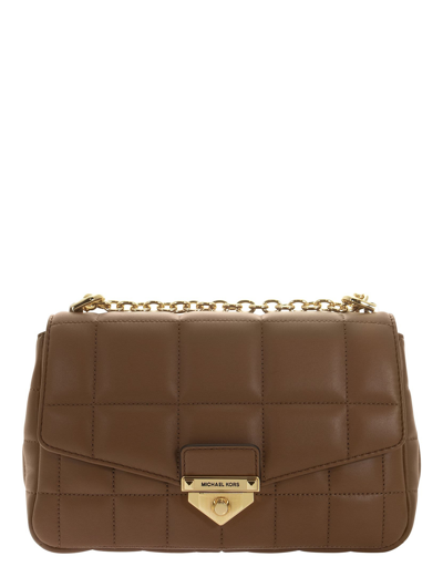 Shop Michael Kors Designer Handbags Soho - Quilted Leather Shoulder Bag In Marron