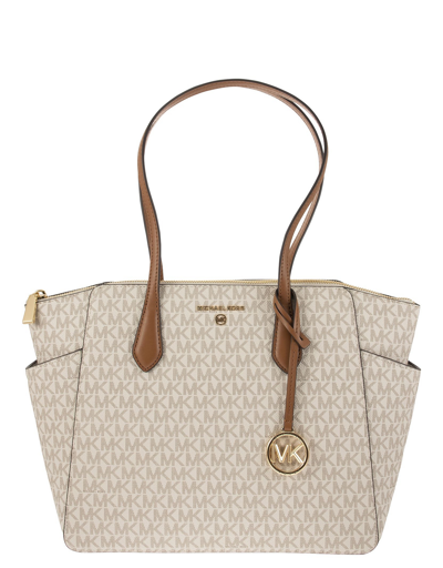Shop Michael Kors Designer Handbags Marilyn - Medium Tote Bag With Logo In Neutres