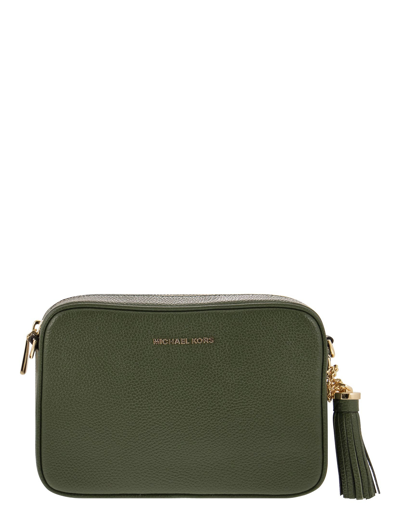 Shop Michael Kors Designer Handbags Ginny - Leather Crossbody Bag In Vert