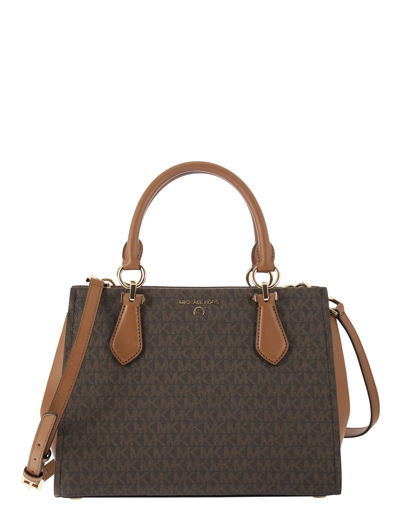 Shop Michael Kors Designer Handbags Marilyn - Hand Bag With Logo In Marron