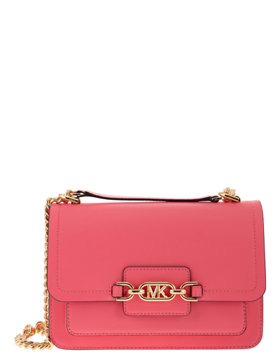 Shop Michael Kors Designer Handbags Heather Leather Shoulder Bag In Rose