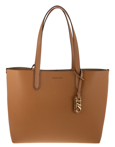 Shop Michael Kors Designer Handbags Eliza Grained Leather Reversible Tote Bag In Marron