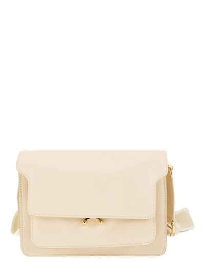 Shop Marni Designer Handbags Trunk Soft - Medium Shoulder Bag In Blanc