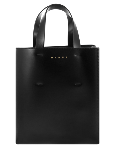 Shop Marni Designer Handbags Museo Bag Mini - Leather Bag In Noir
