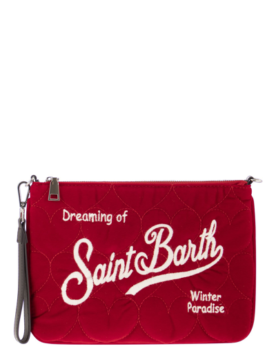 Shop Saint Barth Mc2 Designer Handbags Pochette Bag With Shoulder Strap In Rouge