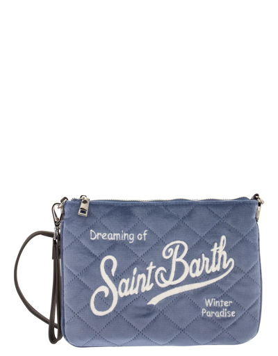 Shop Saint Barth Mc2 Designer Handbags Pochette Bag With Shoulder Strap In Bleu