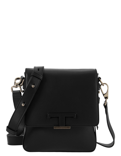 Shop Tod's Designer Handbags T Timeless - Mini Leather Shoulder Strap In Noir