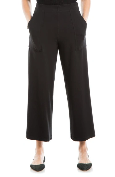 Shop Max Studio Ponte Crop Wide Leg Pull-on Pants In Black